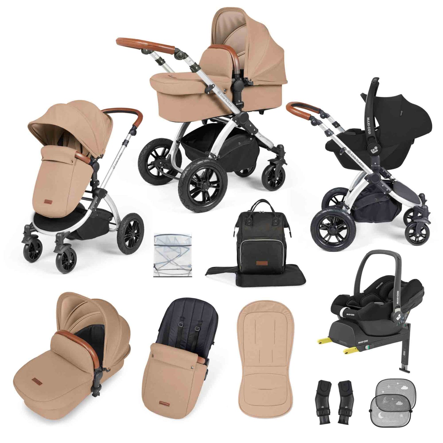 Stomp Luxe 12 Piece Travel System with Maxi-Cosi Cabriofix i-Size Car Seat & ISOFIX Base