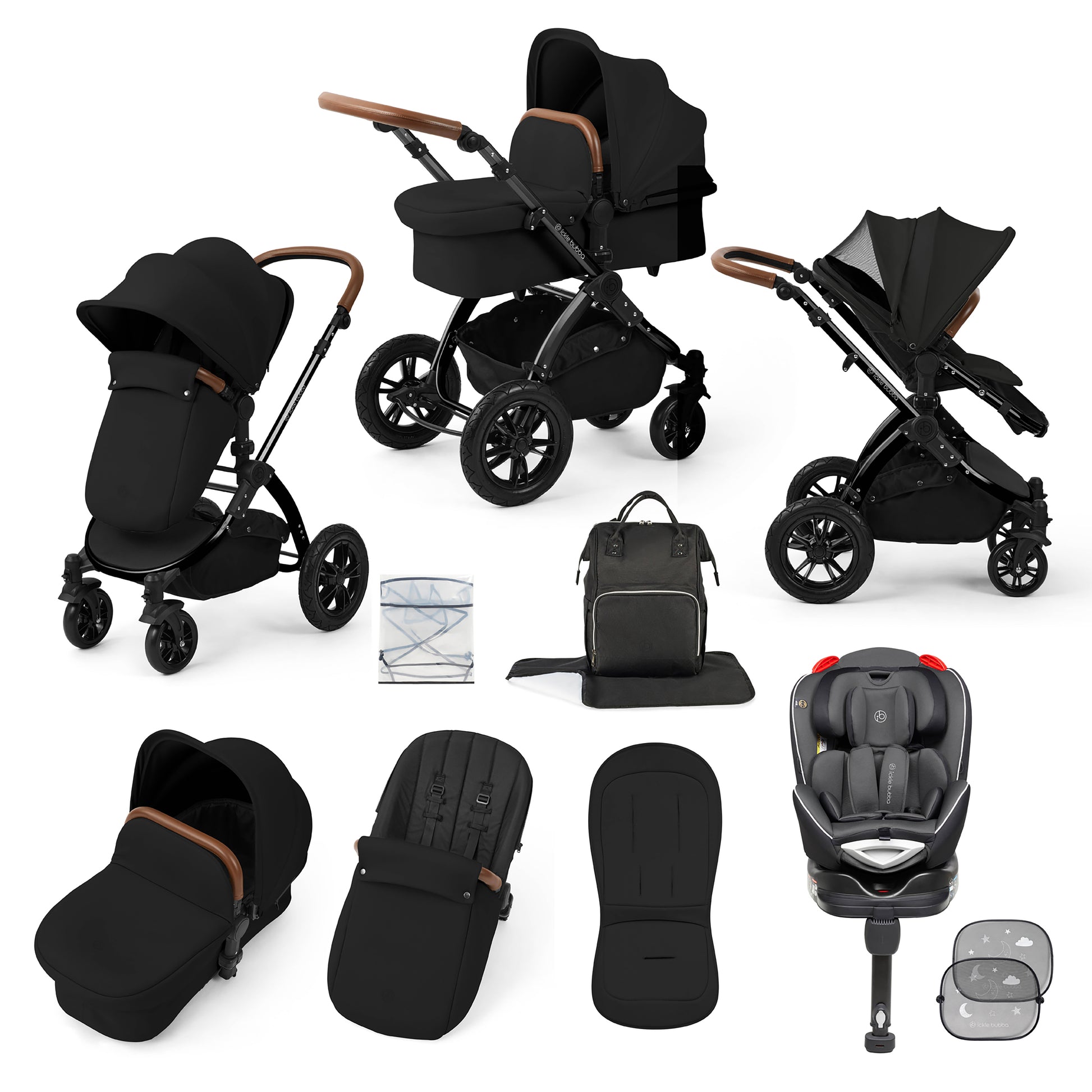 black car seat and stroller set Stomp Luxe Pushchair & 360 Car Seat | Travel Systems