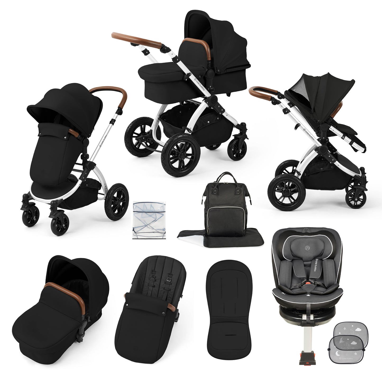 Stomp Luxe Travel Bundle with (Dark Grey) Radial i-Size Plus 360 Spin 40-150cm Isofix Car Seat