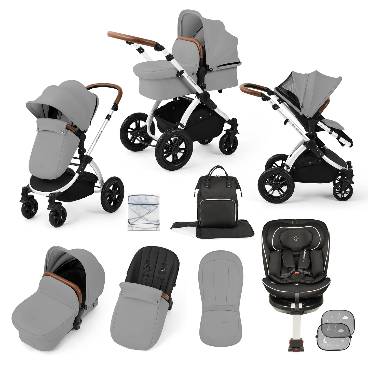 Stomp Luxe Travel Bundle with (Black) Radial i-Size Plus 360 Spin 40-150cm Isofix Car Seat
