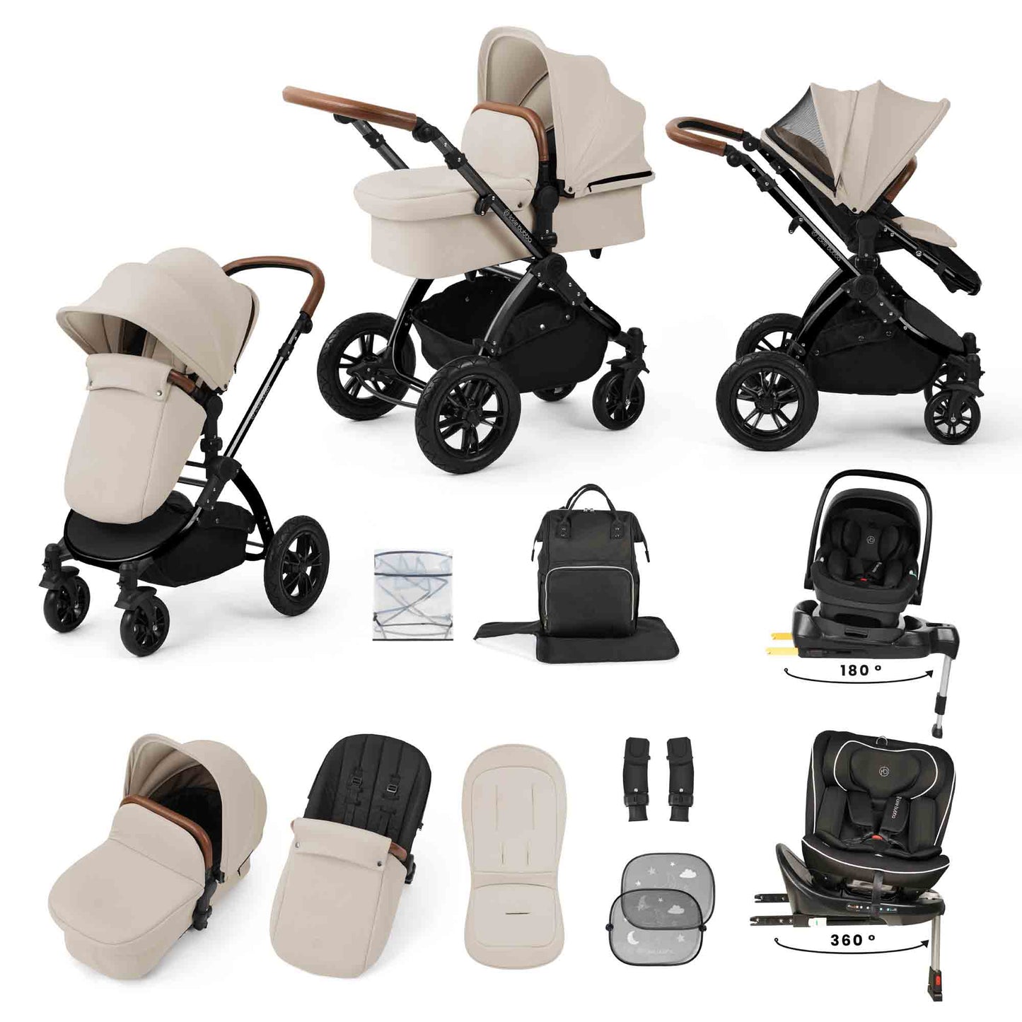 Stomp Luxe 13 Piece Travel Bundle with Nimbus i-Size 180 Spin and Radial i-Size Plus 360 Spin Car Seats & ISOFIX Base