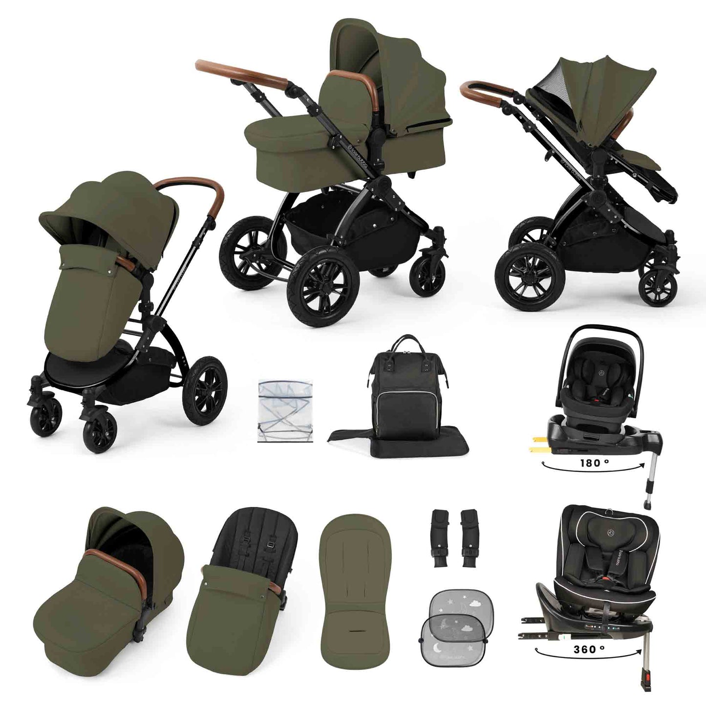 Stomp Luxe 13 Piece Travel Bundle with Nimbus i-Size 180 Spin and Radial i-Size Plus 360 Spin Car Seats & ISOFIX Base