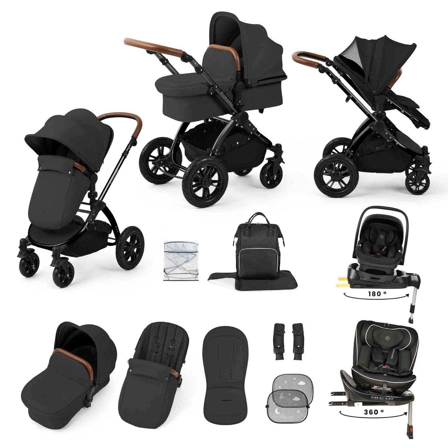 Stomp Luxe 13 Piece Travel Bundle with Nimbus i-Size 180 Spin and Radial i-Size Plus 360 Spin Car Seats & ISOFIX Base
