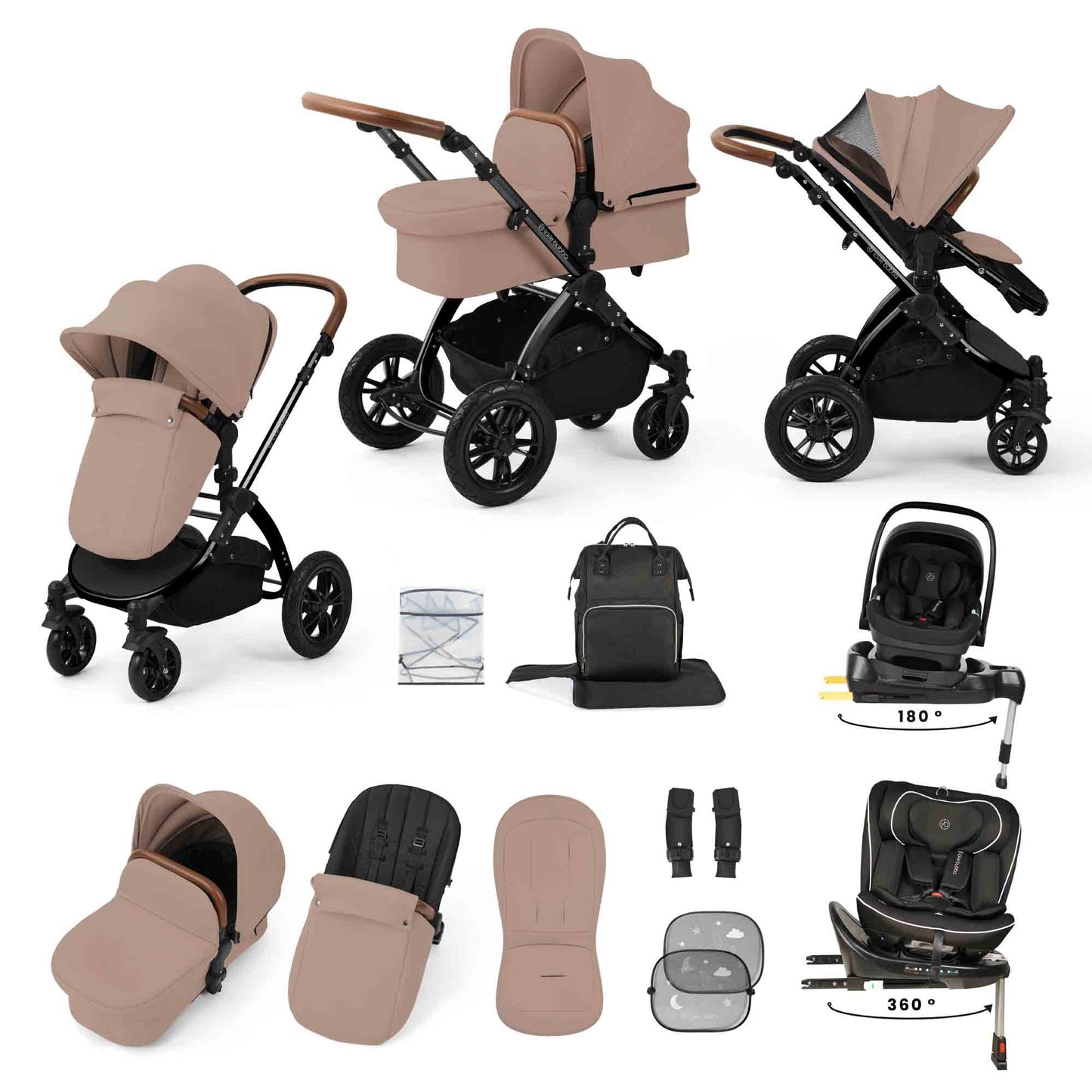 Stomp Luxe 13 Piece Travel Bundle with Nimbus i-Size 180 Spin and Radial i-Size Plus 360 Spin Car Seats & ISOFIX Base