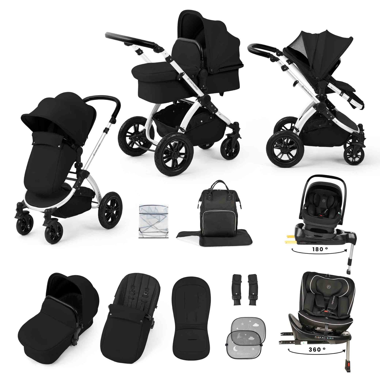 Stomp Luxe 13 Piece Travel Bundle with Nimbus i-Size 180 Spin and Radial i-Size Plus 360 Spin Car Seats & ISOFIX Base