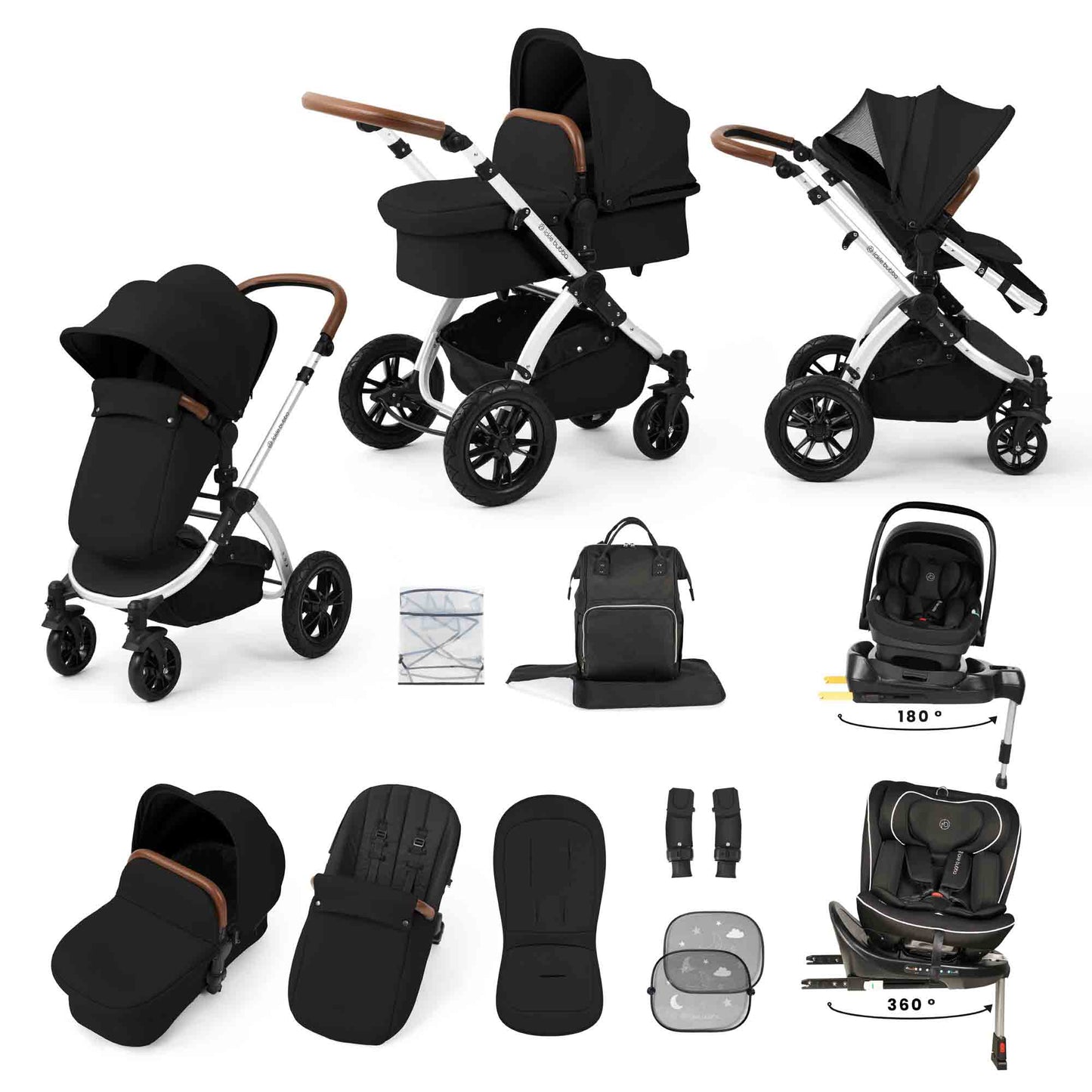 Stomp Luxe 13 Piece Travel Bundle with Nimbus i-Size 180 Spin and Radial i-Size Plus 360 Spin Car Seats & ISOFIX Base