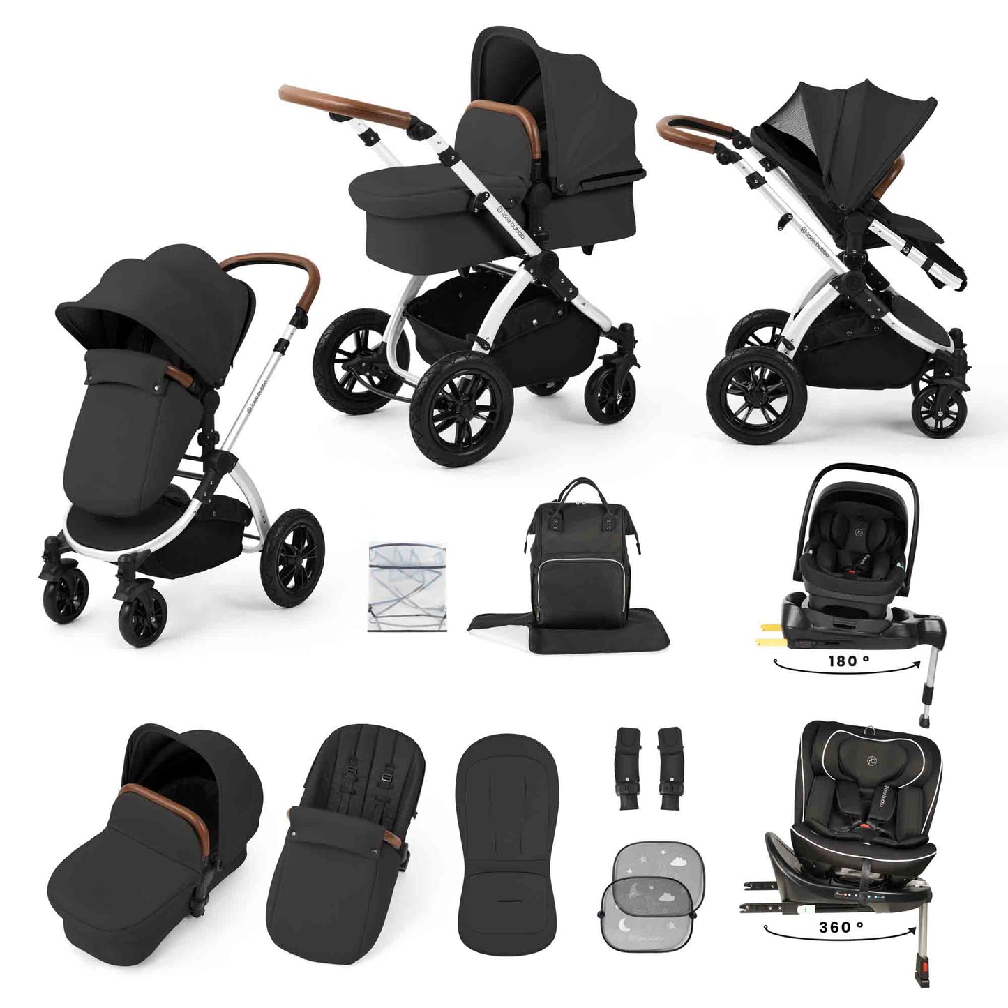 Stomp Luxe 13 Piece Travel Bundle with Nimbus i-Size 180 Spin and Radial i-Size Plus 360 Spin Car Seats & ISOFIX Base