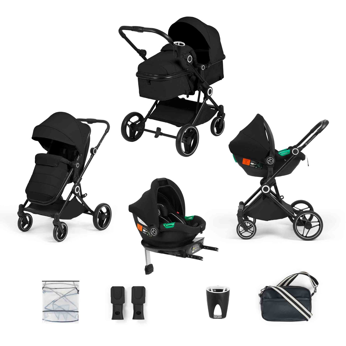 Atom 9 Piece Travel System with i-Size Cirrus Car Seat & ISOFIX Base