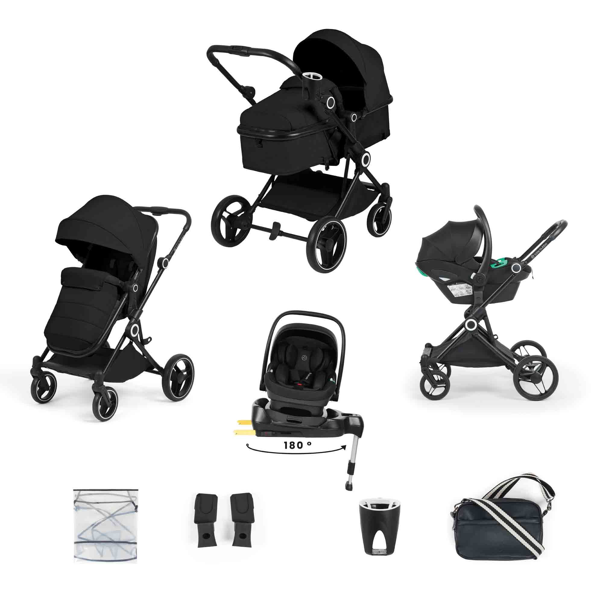 Atom 9 Piece Travel System with i-Size Nimbus Car Seat & Spin ISOFIX Base