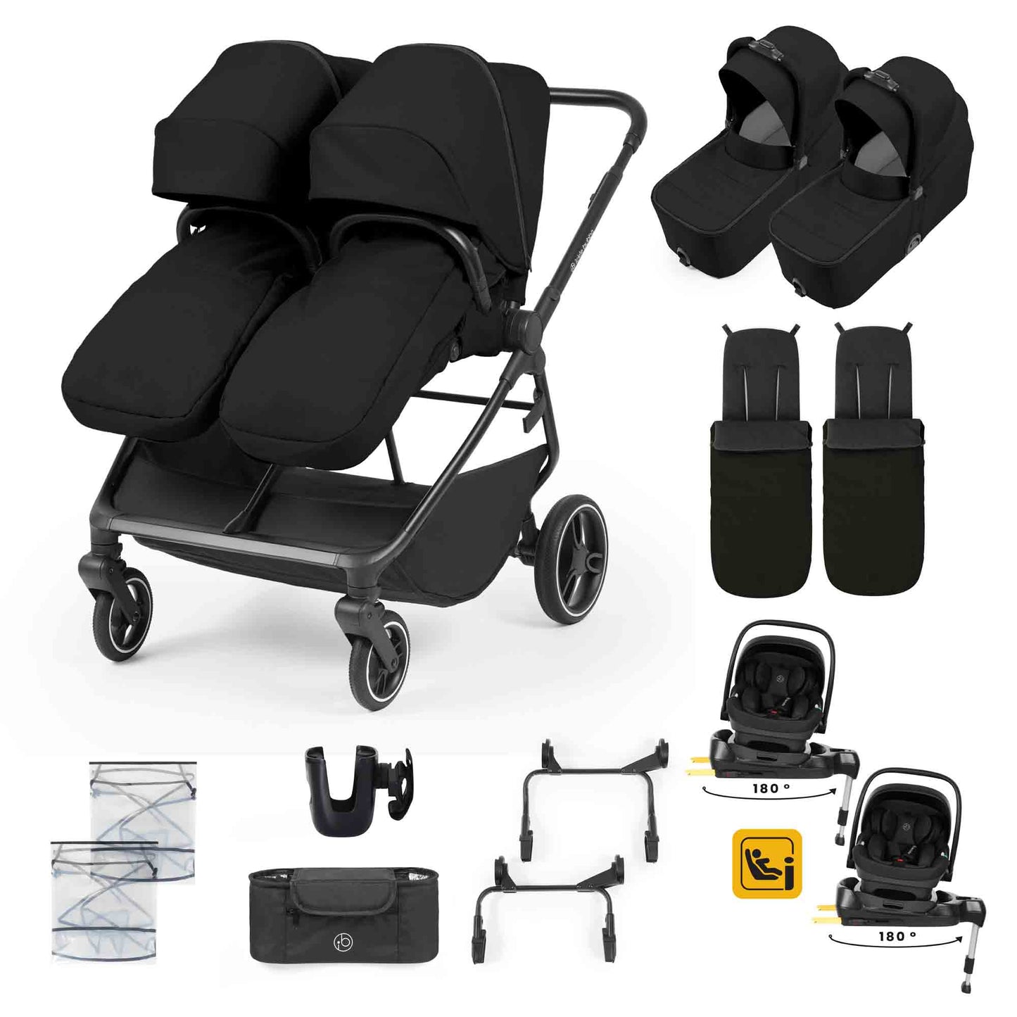 Altair Twin 17 Piece Travel System with i-Size Nimbus 180° Spin Car Seats & ISOFIX Bases