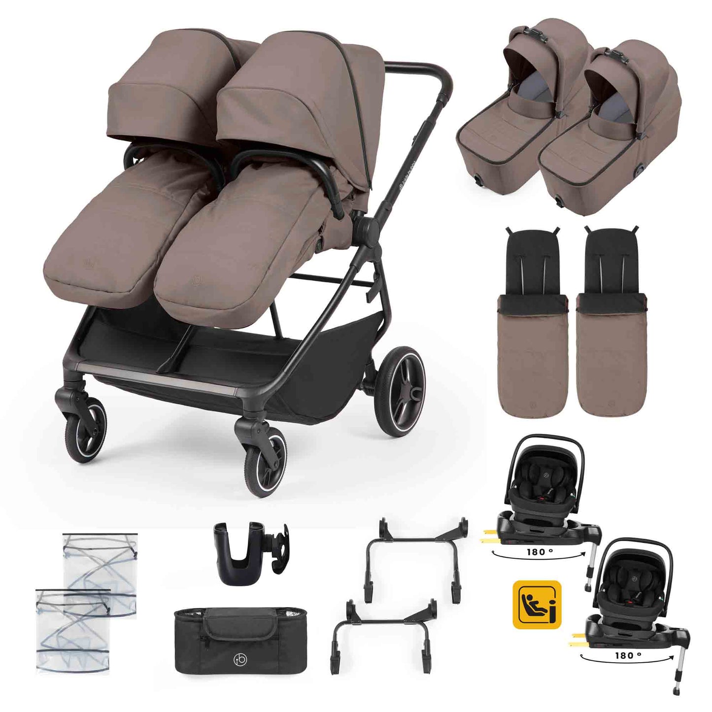 Altair Twin 17 Piece Travel System with i-Size Nimbus 180° Spin Car Seats & ISOFIX Bases