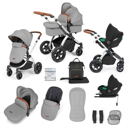 Stomp Luxe (2025 Version) 12 Piece Travel System with i-Size Cirrus Car Seat & ISOFIX Base.