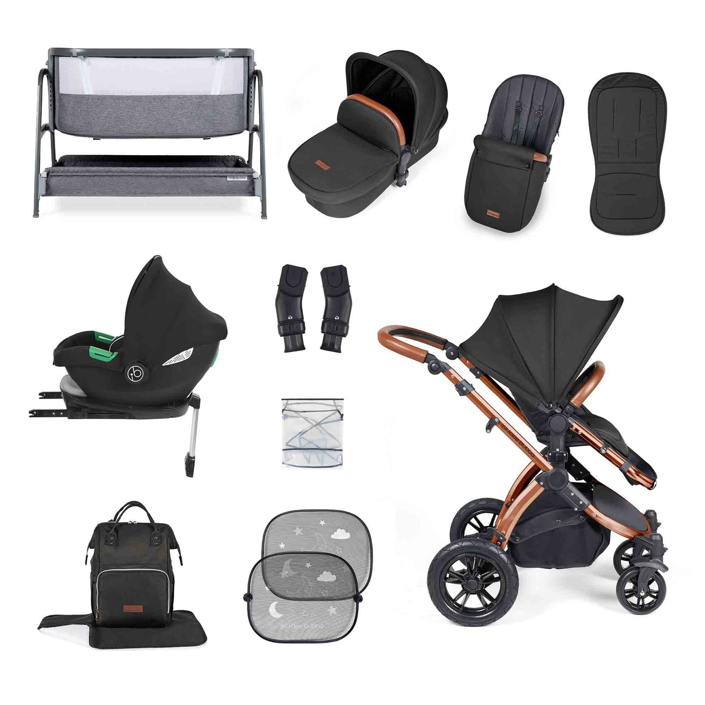 Stomp Luxe i-Size Cirrus travel system & home 14 piece bundle