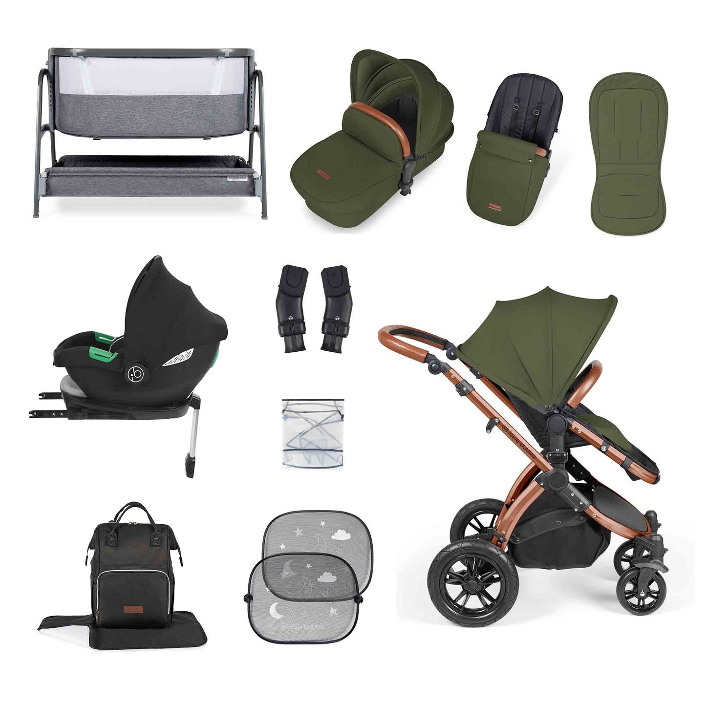 Stomp Luxe i-Size Cirrus travel system & home 14 piece bundle
