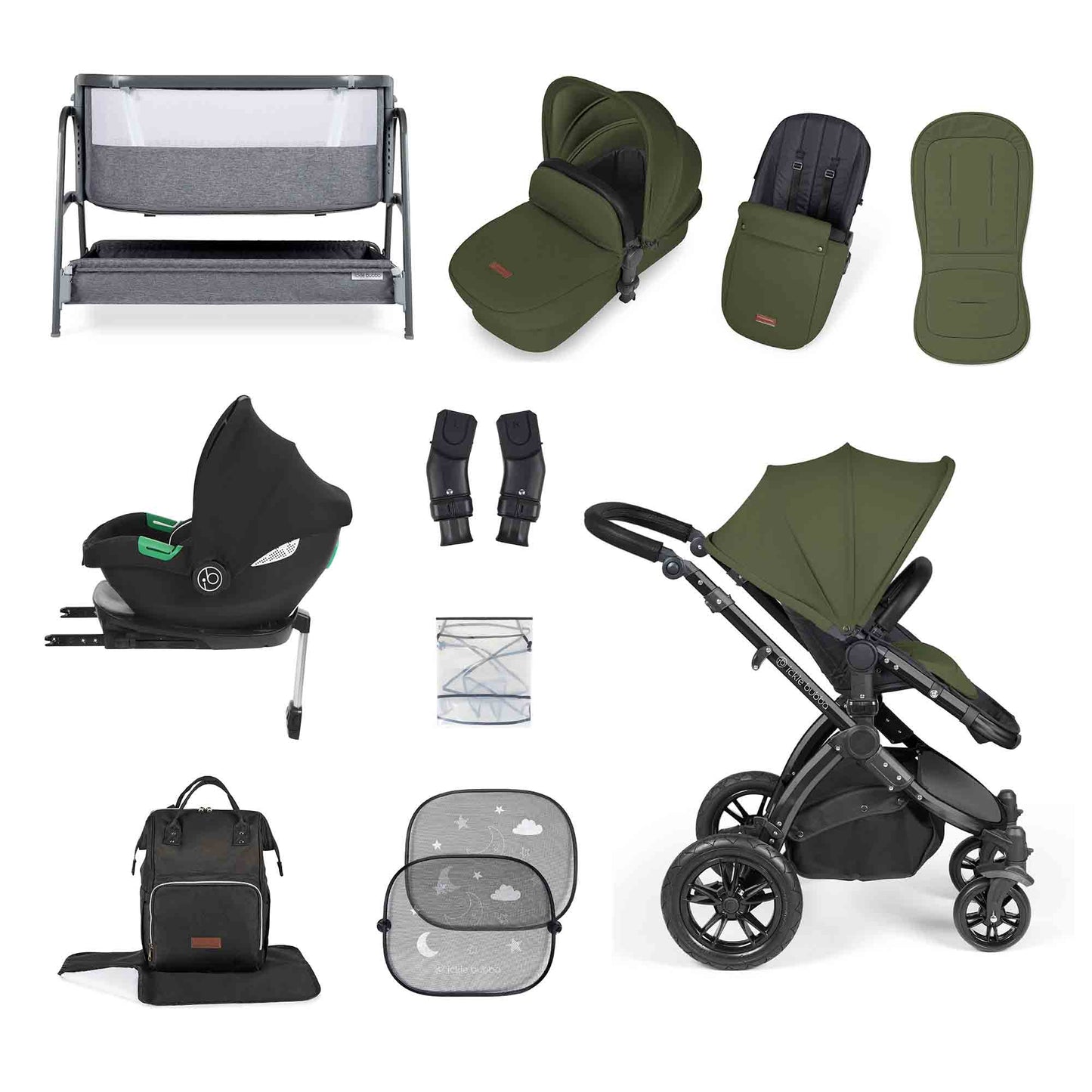 Stomp Luxe i-Size Cirrus travel system & home 14 piece bundle