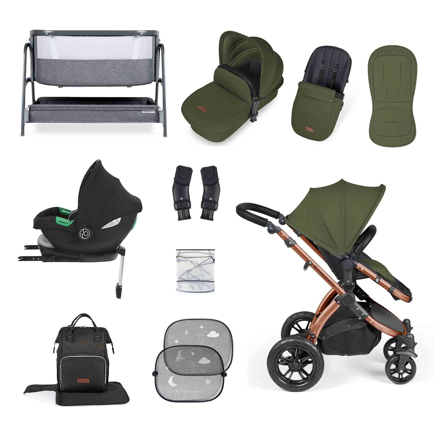 Stomp Luxe i-Size Cirrus travel system & home 14 piece bundle