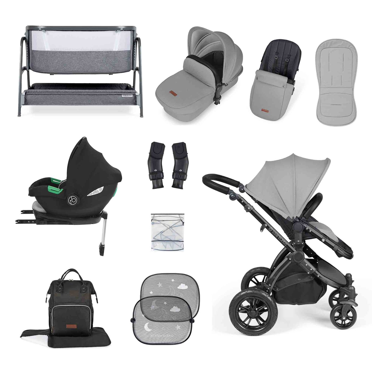 Stomp Luxe i-Size Cirrus travel system & home 14 piece bundle