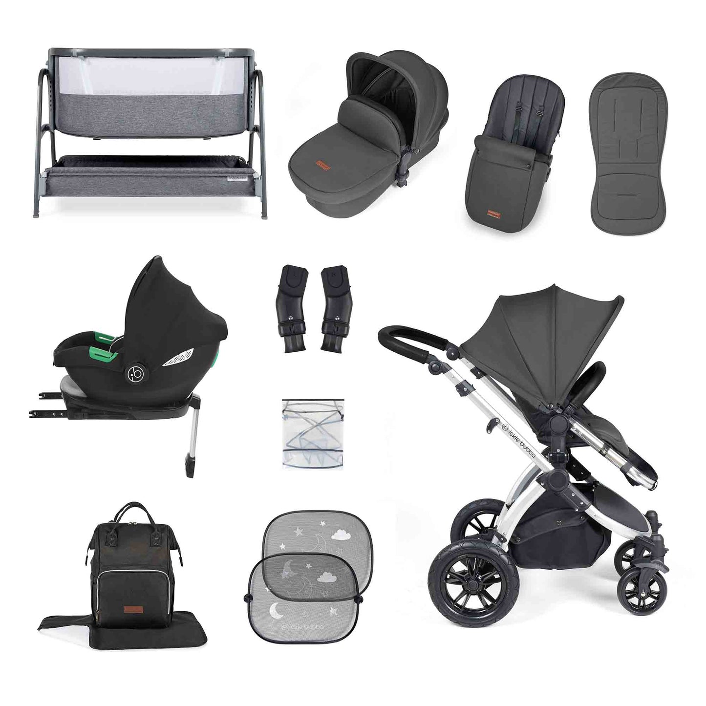 Stomp Luxe i-Size Cirrus travel system & home 14 piece bundle