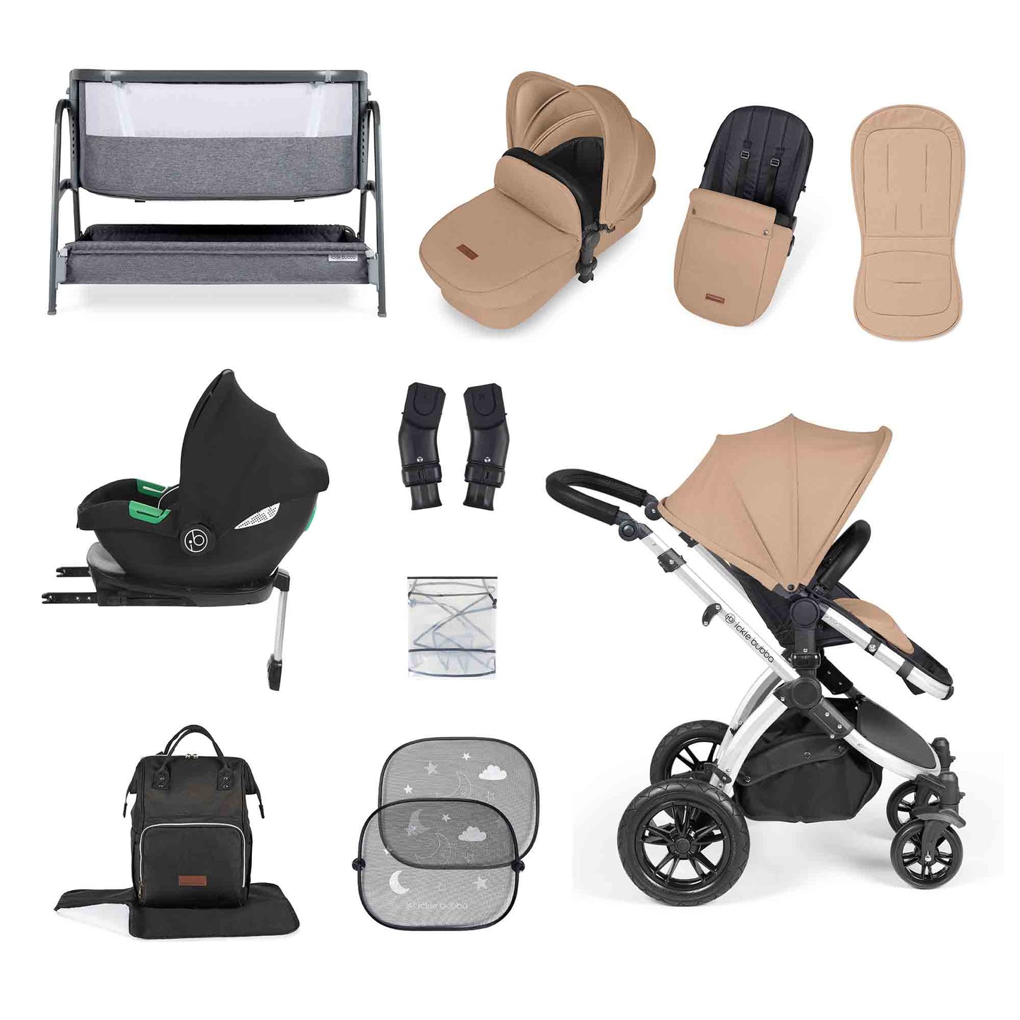 Stomp Luxe i-Size Cirrus travel system & home 14 piece bundle