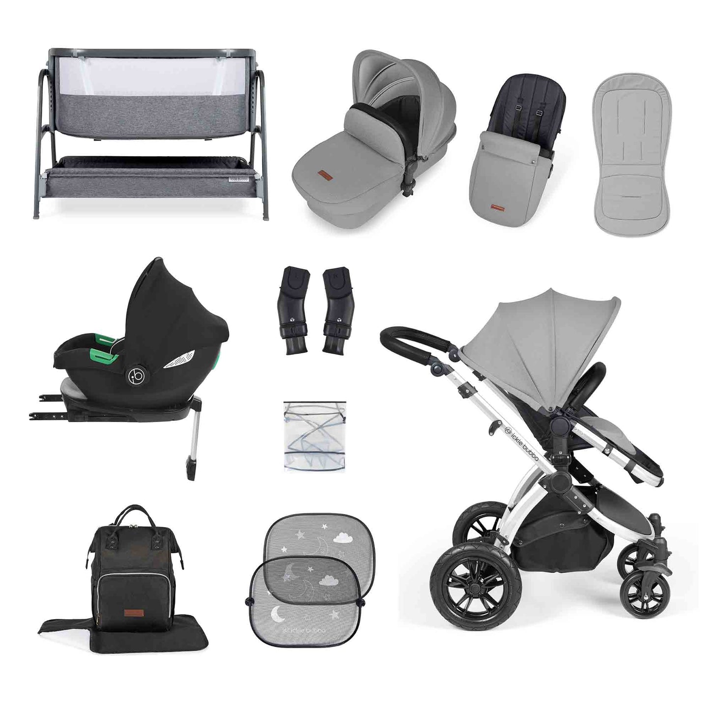 Stomp Luxe i-Size Cirrus travel system & home 14 piece bundle