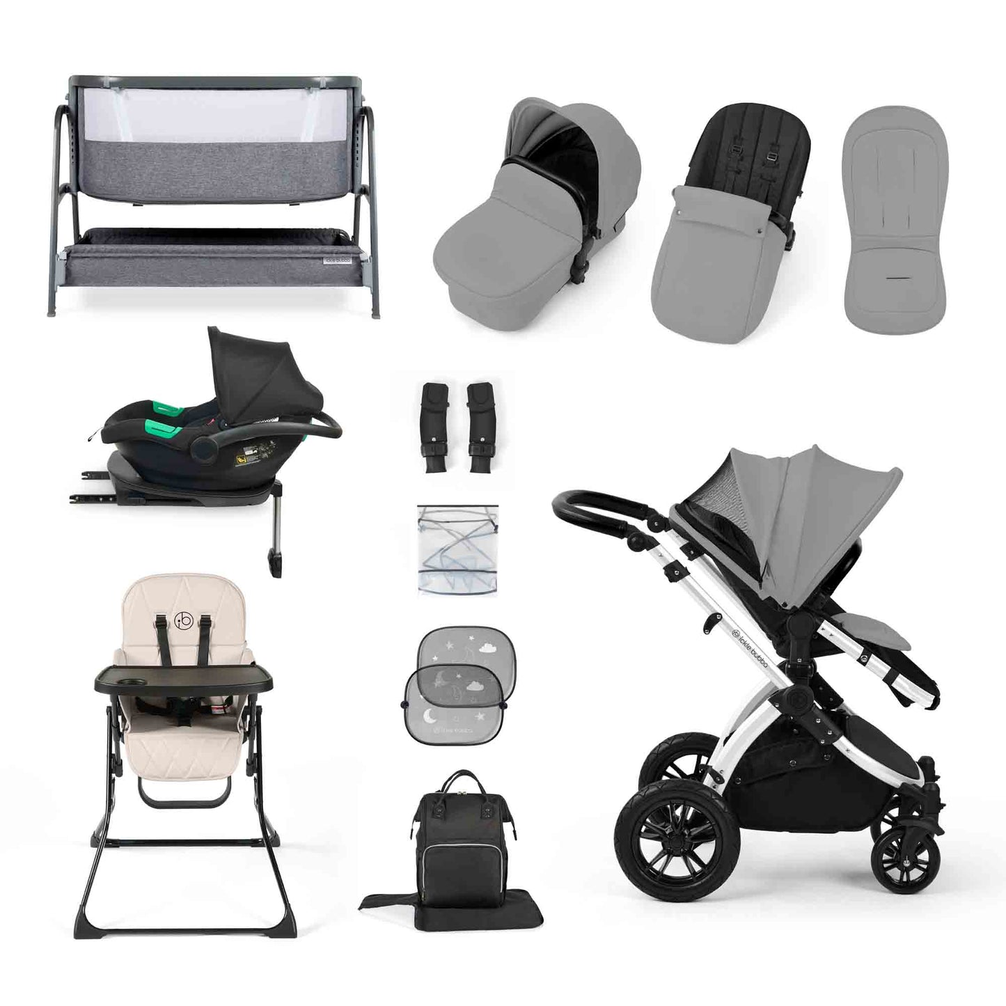 STOMP LUXE NIMBUS 180° SPIN I-SIZE TRAVEL SYSTEM & HOME 15 PIECE BUNDLE