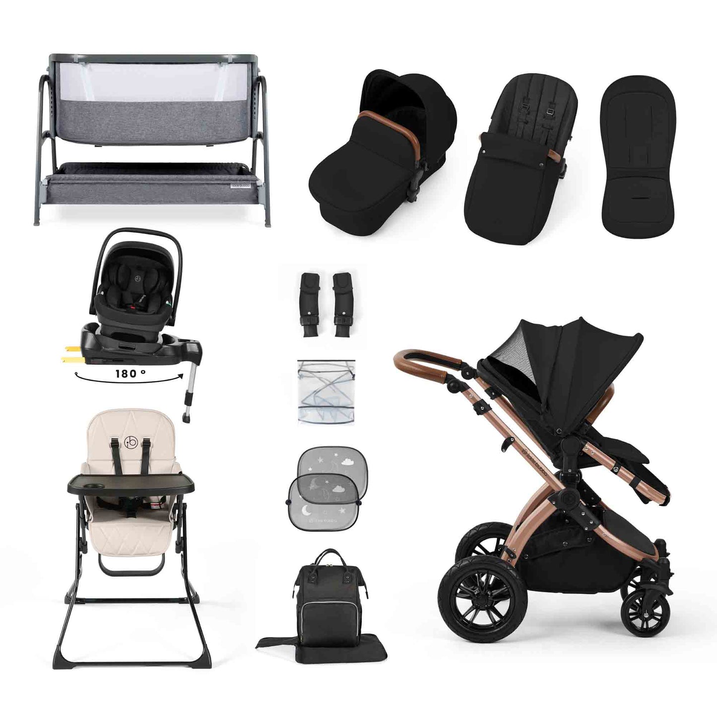 STOMP LUXE NIMBUS 180° SPIN I-SIZE TRAVEL SYSTEM & HOME 15 PIECE BUNDLE