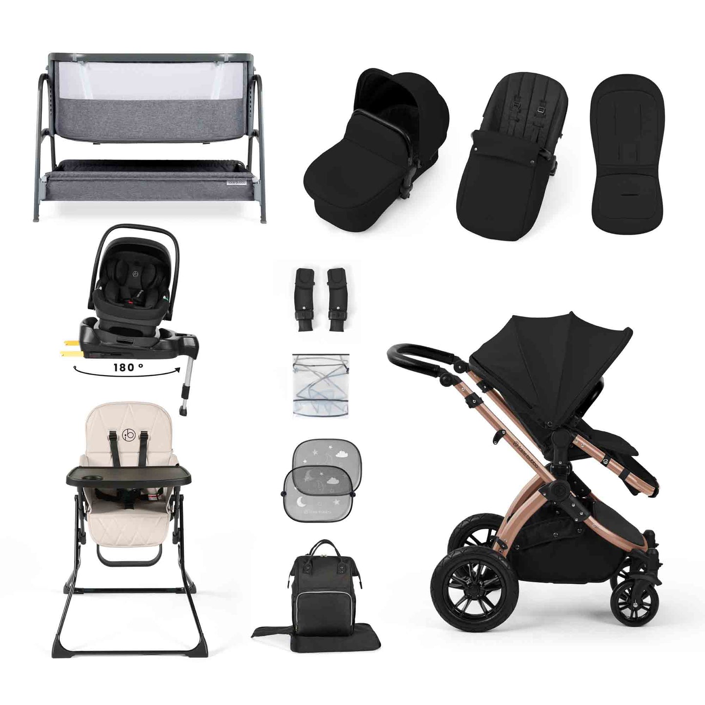 STOMP LUXE NIMBUS 180° SPIN I-SIZE TRAVEL SYSTEM & HOME 15 PIECE BUNDLE