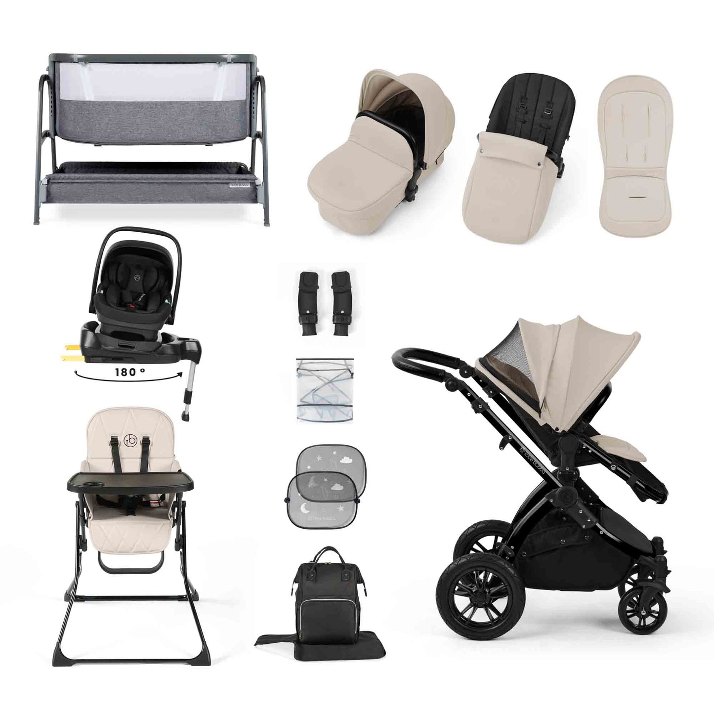 STOMP LUXE NIMBUS 180° SPIN I-SIZE TRAVEL SYSTEM & HOME 15 PIECE BUNDLE