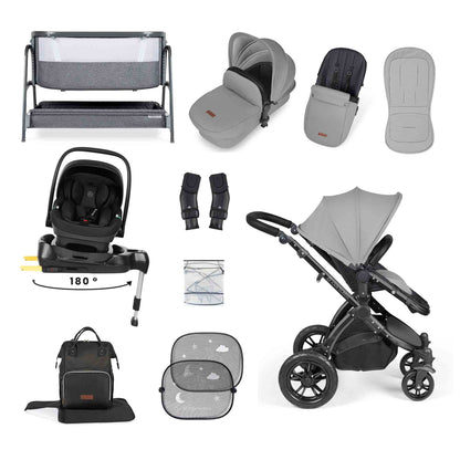 Stomp Luxe Nimbus 180° Spin I-Size Travel System & Home 14 Piece Bundle