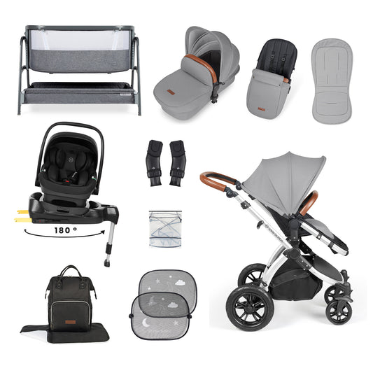 Stomp Luxe Nimbus 180° Spin I-Size Travel System & Home 14 Piece Bundle