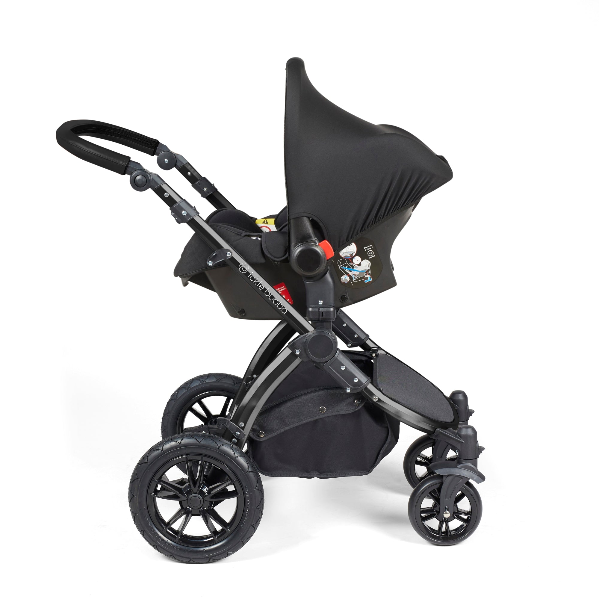 Ickle Bubba Stomp Luxe All-in-One I-Size Travel System With Isofix Base -  Black / Woodland / Tan