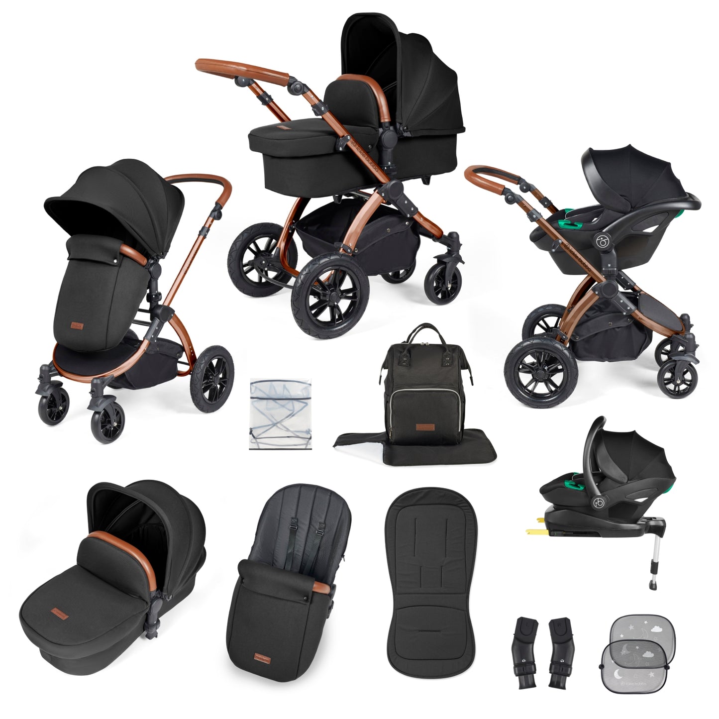 Stomp Luxe (2025 Version) 12 Piece Travel System with i-Size Stratus Car Seat & ISOFIX Base
