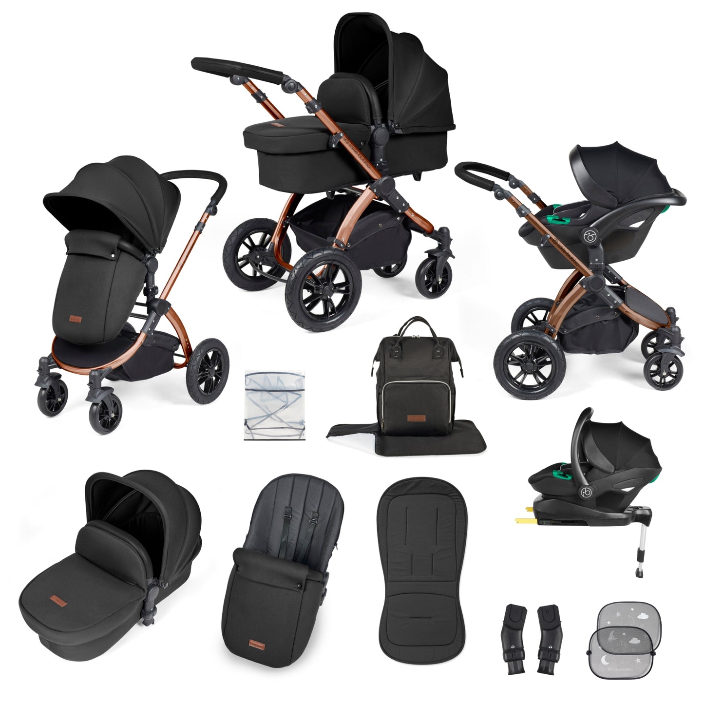 Stomp Luxe (2025 Version) 12 Piece Travel System with i-Size Stratus Car Seat & ISOFIX Base