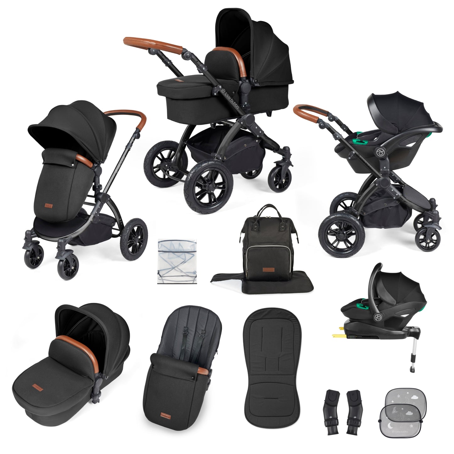 Stomp Luxe (2025 Version) 12 Piece Travel System with i-Size Stratus Car Seat & ISOFIX Base