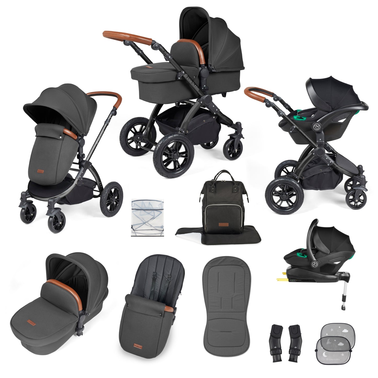 Stomp Luxe (2025 Version) 12 Piece Travel System with i-Size Stratus Car Seat & ISOFIX Base