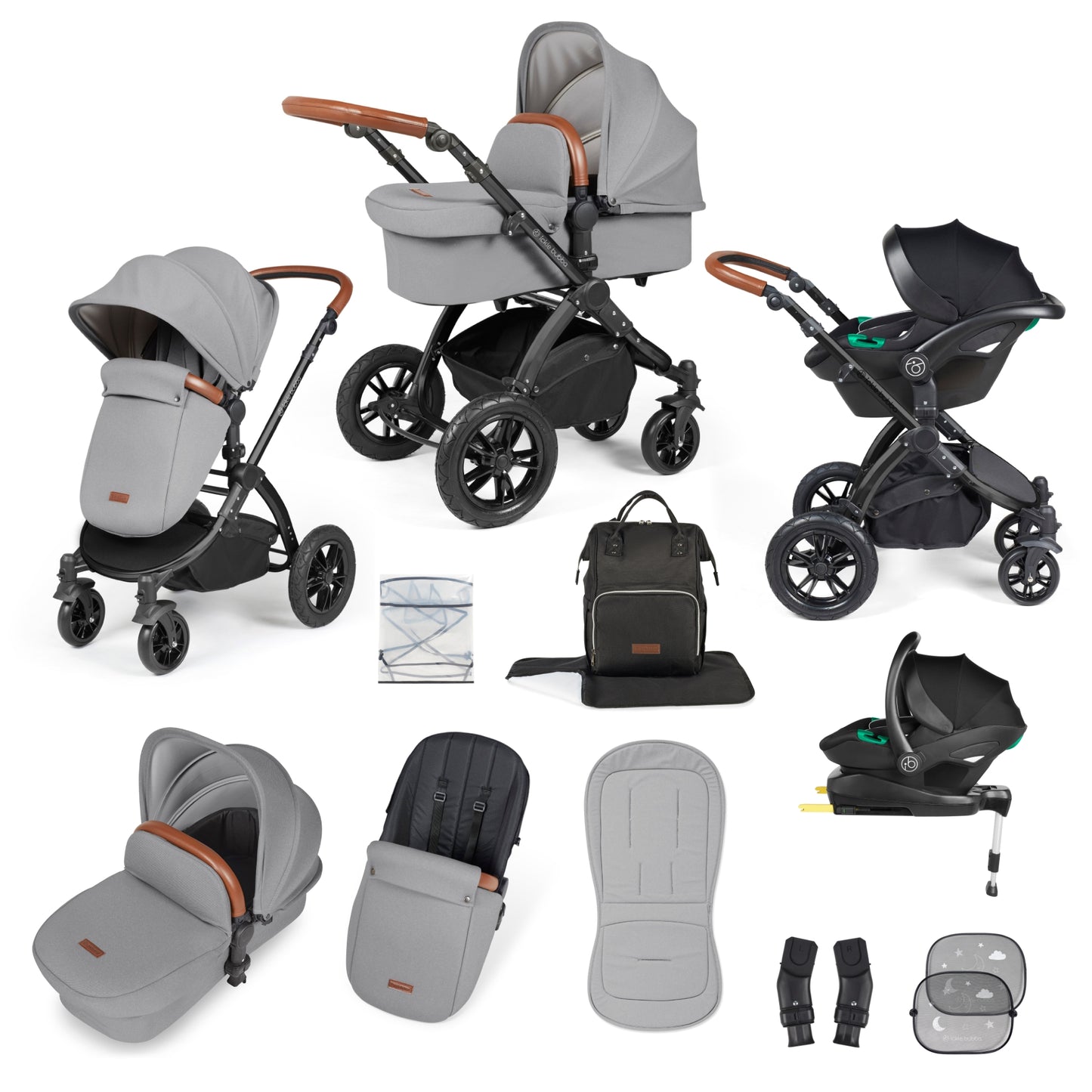 Stomp Luxe (2025 Version) 12 Piece Travel System with i-Size Stratus Car Seat & ISOFIX Base