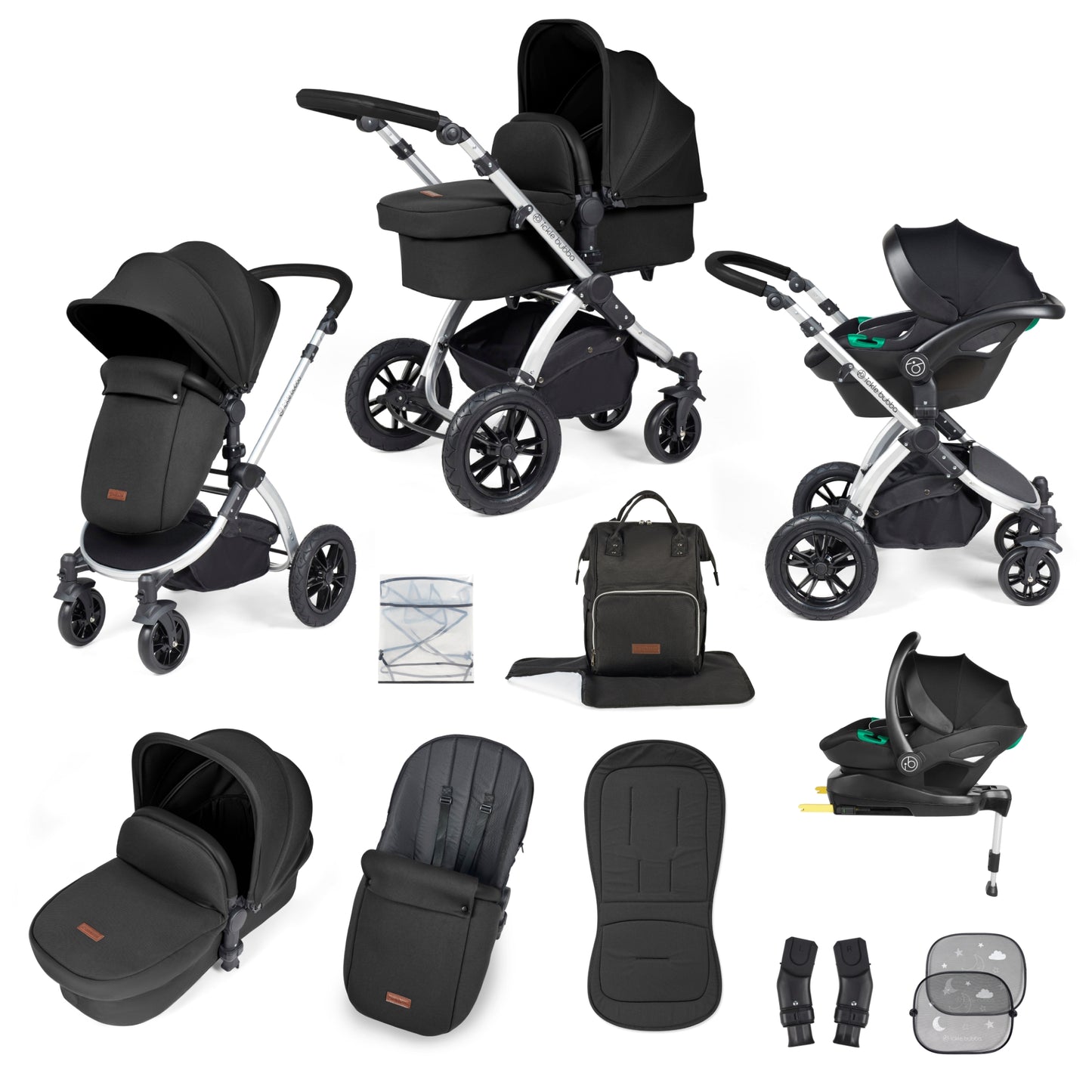 Stomp Luxe (2025 Version) 12 Piece Travel System with i-Size Stratus Car Seat & ISOFIX Base