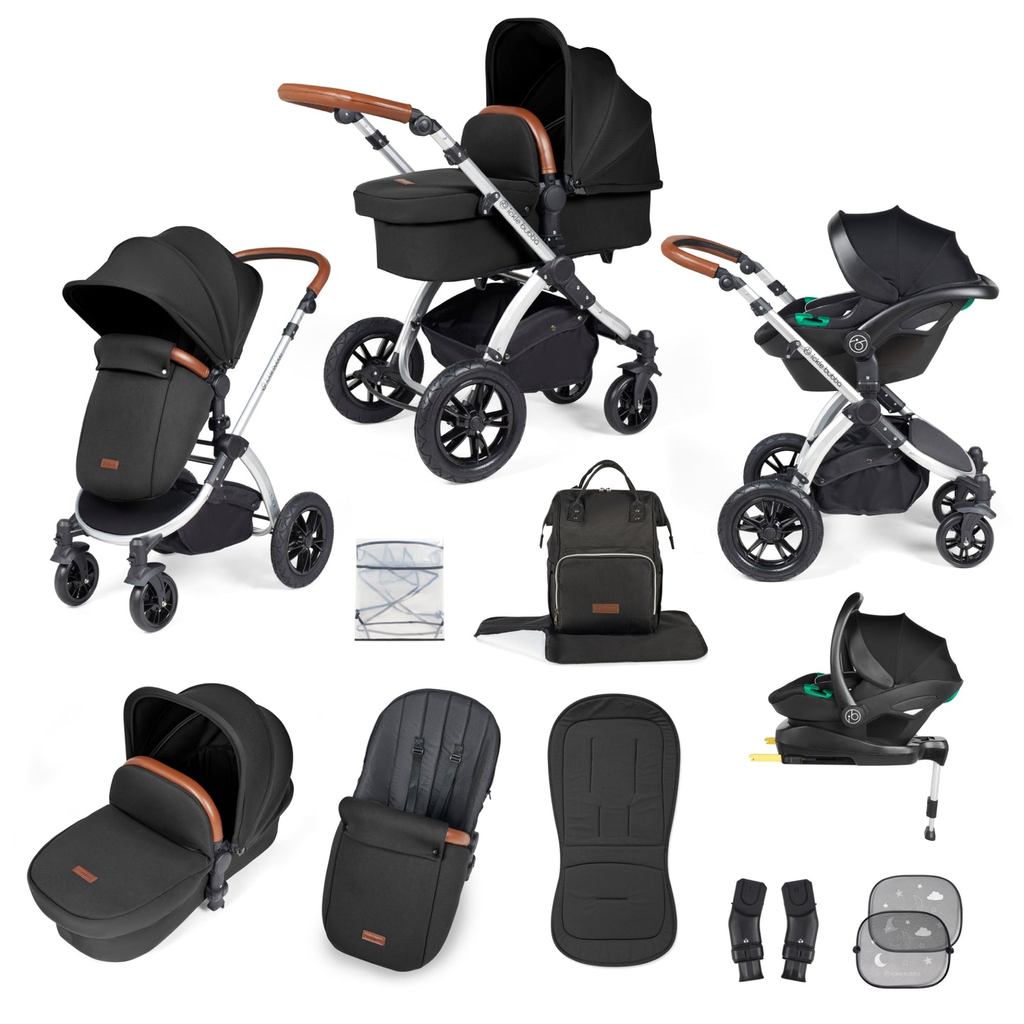 Stomp Luxe (2025 Version) 12 Piece Travel System with i-Size Stratus Car Seat & ISOFIX Base