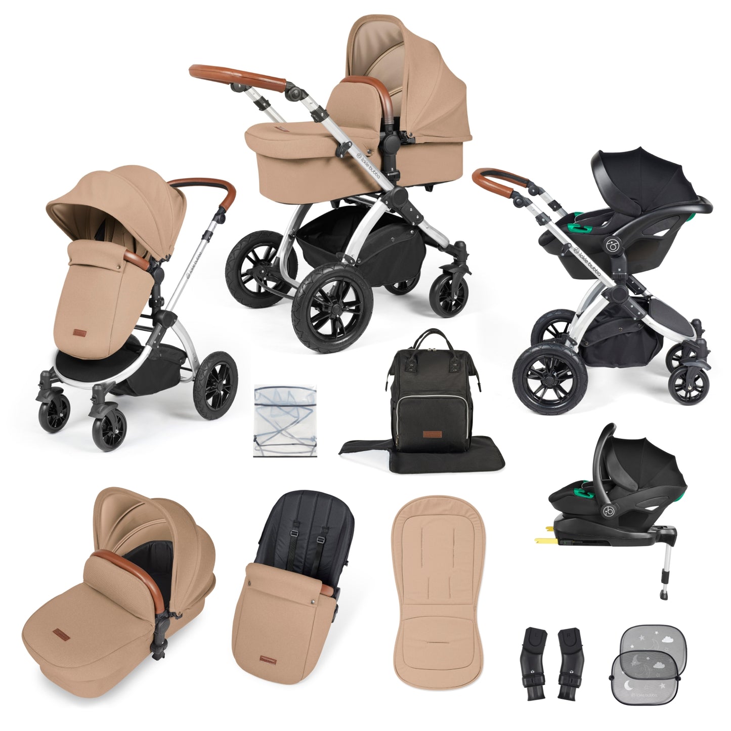 Stomp Luxe (2025 Version) 12 Piece Travel System with i-Size Stratus Car Seat & ISOFIX Base