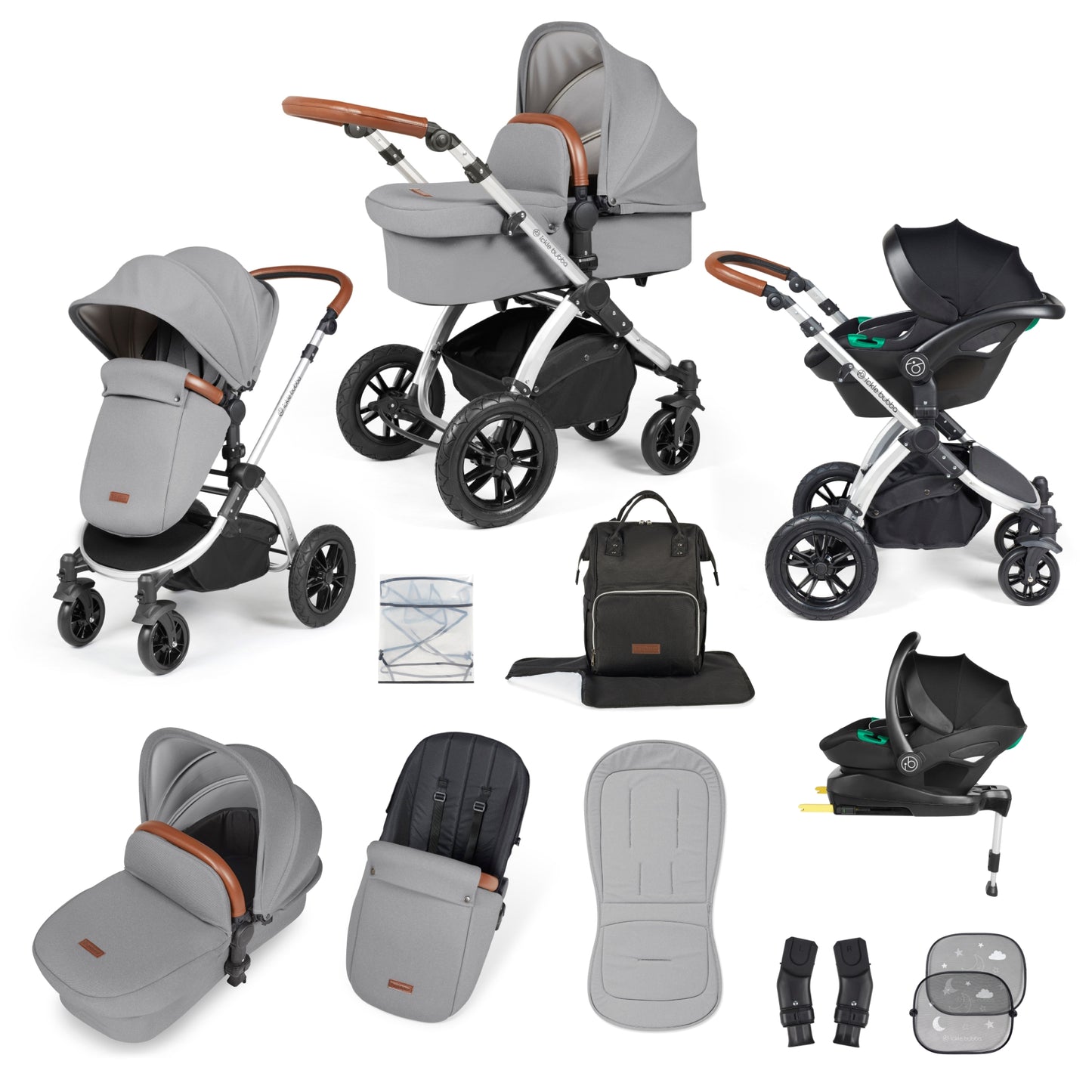Stomp Luxe (2025 Version) 12 Piece Travel System with i-Size Stratus Car Seat & ISOFIX Base
