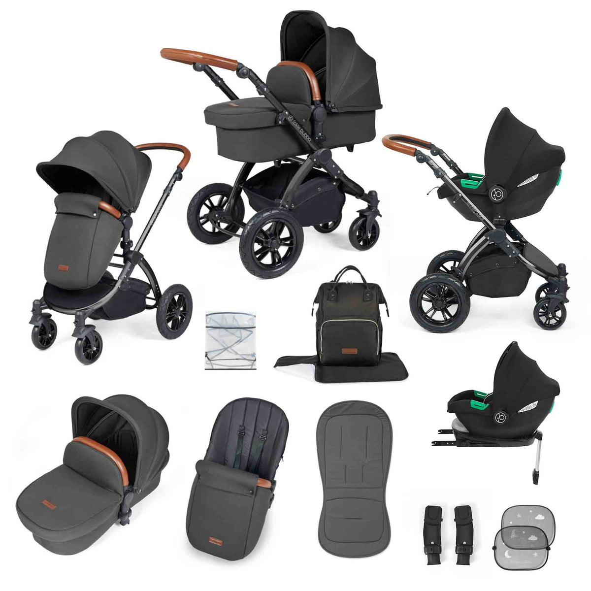 Stomp Luxe (2025 Version) 12 Piece Travel System with i-Size Cirrus Car Seat & ISOFIX Base